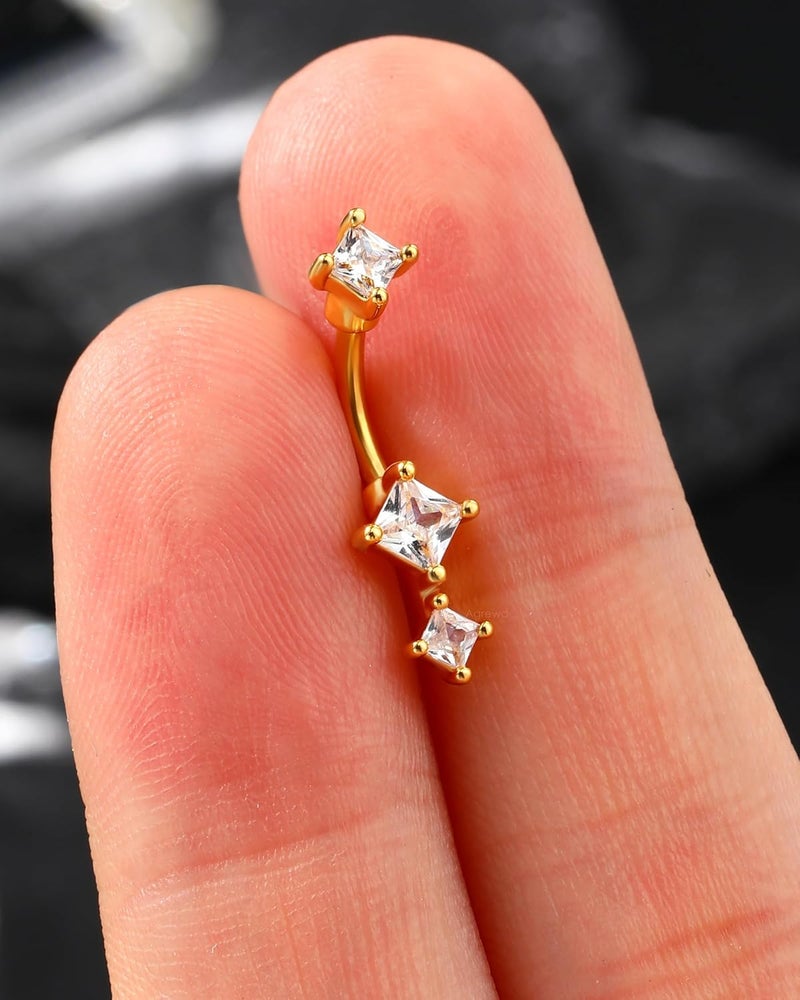 Agrewd Store Minimalist Rook Earrings 8MM Silver Rook Piercing Jewelry Stainless Steel Clear CZ 16G Belly Button Ring Curved Barbell - Image 5